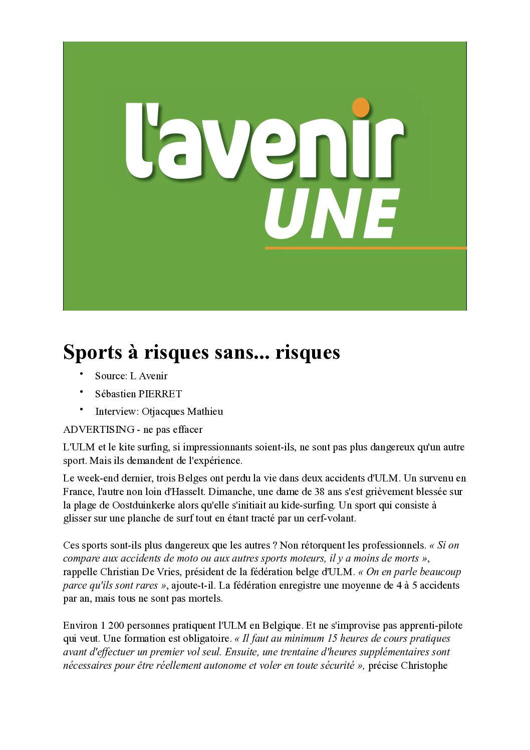 Vers l'Avenir Kitesurf